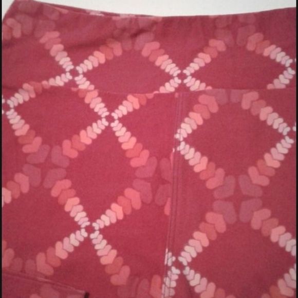 LuLaRoe Pink Hearts Print Valentines Athleisure Lounging Leggings - Picture 4 of 6